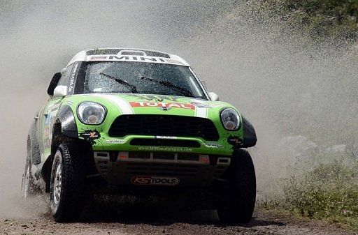 Mini's driver Stephane Peterhansel of France competes during the Stage 9 of the Dakar 2013 on January 14, 2013